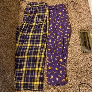 Two pairs of men’s NFL Shop Minnesota Vikings pajama pants